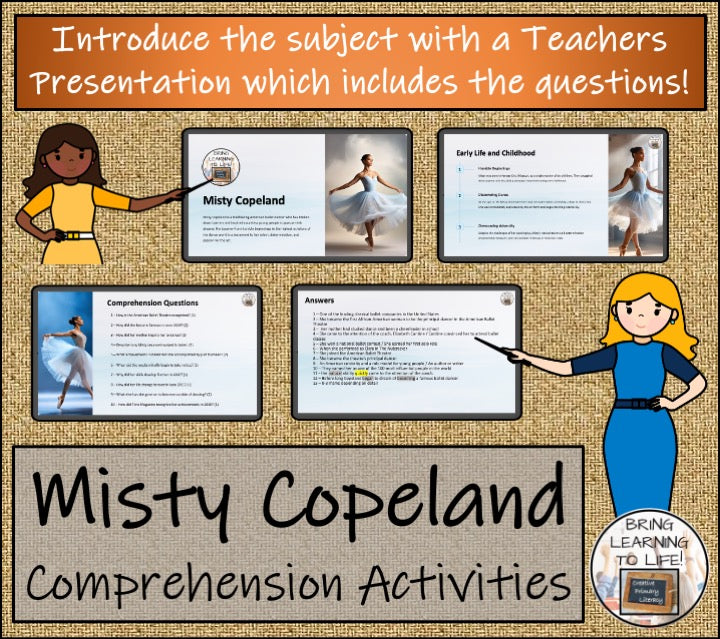 Misty Copeland Close Reading Comprehension Activities | 5th Grade & 6th Grade