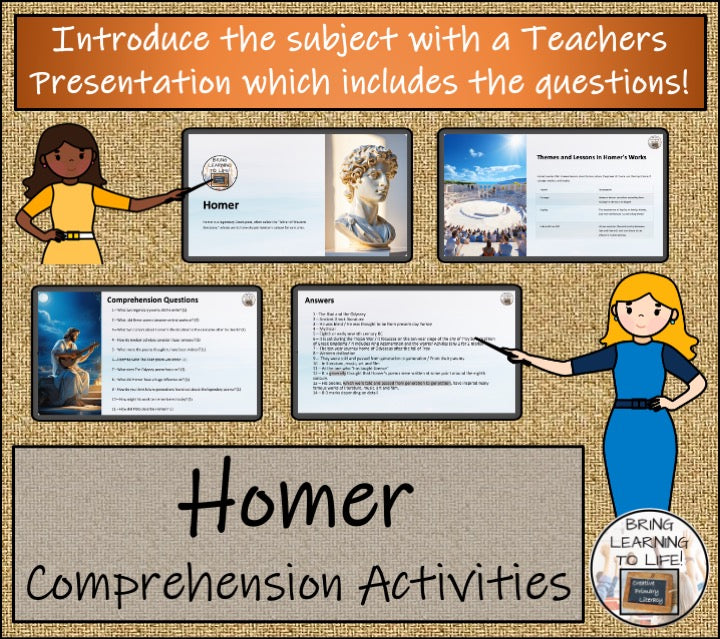 Homer Close Reading Comprehension Activities | 5th Grade & 6th Grade