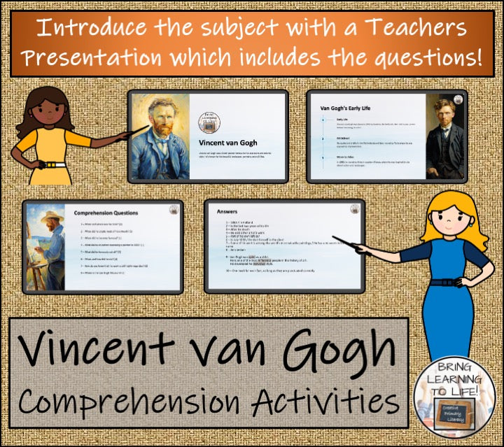 Vincent van Gogh Close Reading Comprehension Activities | 3rd Grade & 4th Grade