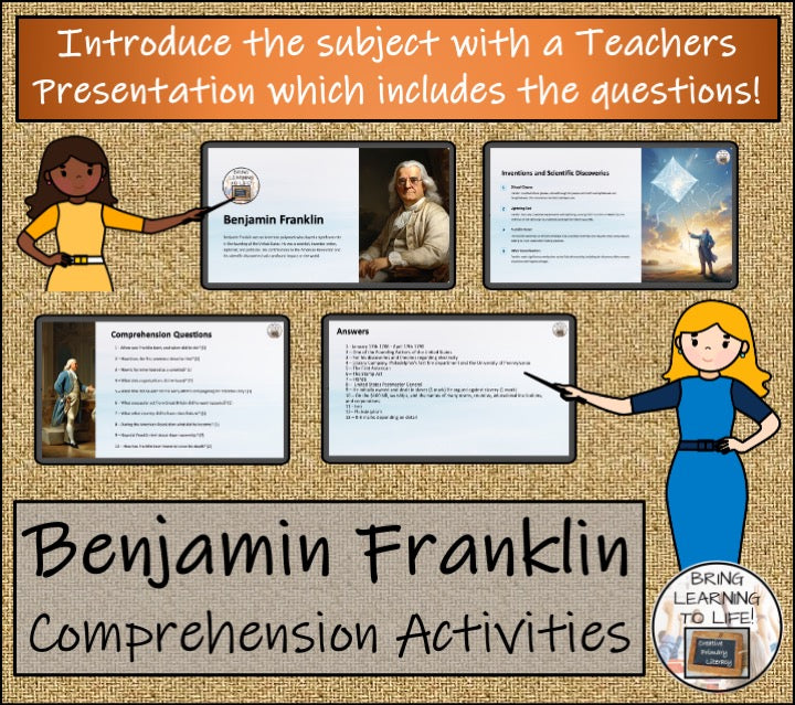 Benjamin Franklin Close Reading Comprehension Activities | 5th Grade & 6th Grade