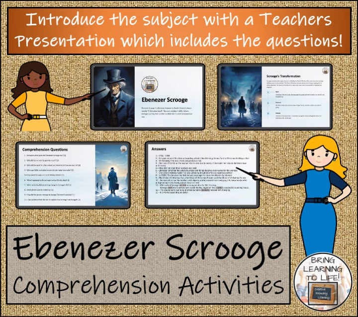 Ebenezer Scrooge Close Reading Comprehension Activities | 5th Grade & 6th Grade
