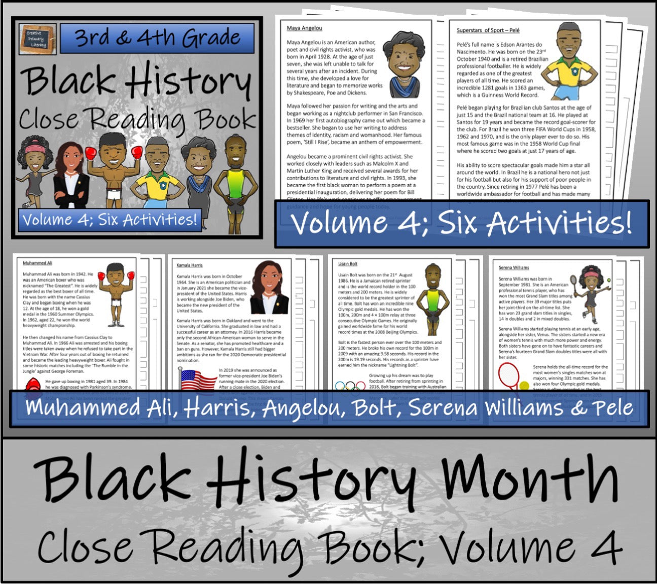 Black History Close Reading Comprehension Books 1 to 4 | 3rd Grade & 4th Grade