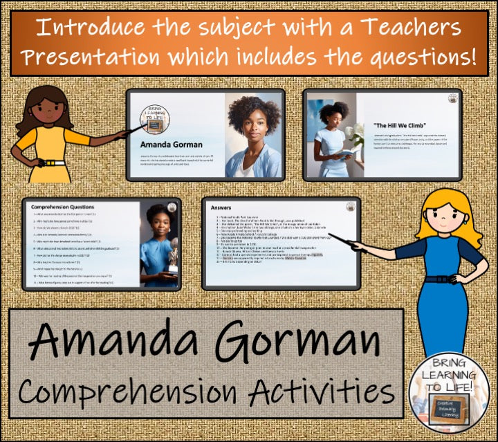 Amanda Gorman Close Reading Comprehension Activities | 5th Grade & 6th Grade