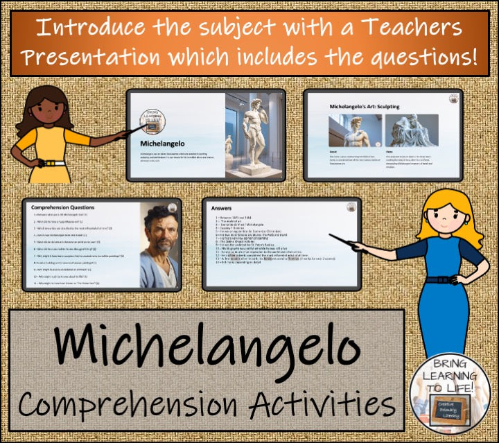 Michelangelo Close Reading Comprehension Activities | 5th Grade & 6th Grade