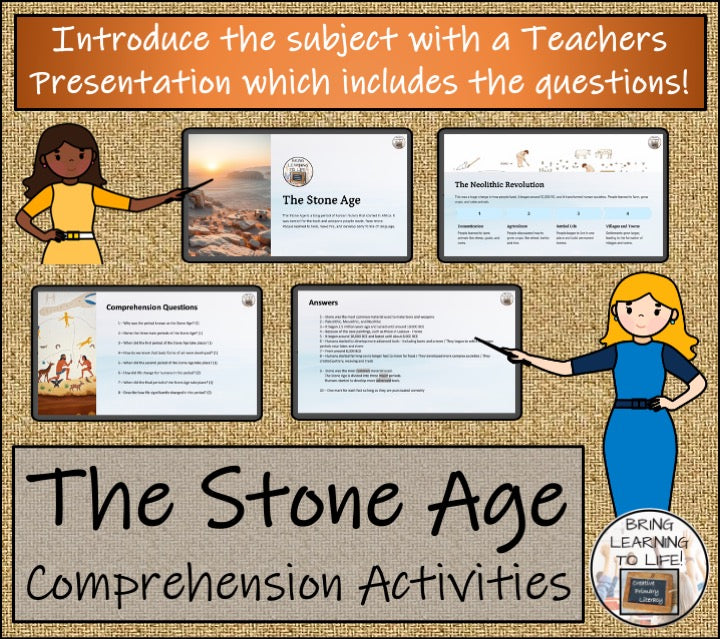 The Stone Age Close Reading Comprehension Activities | 3rd Grade & 4th Grade