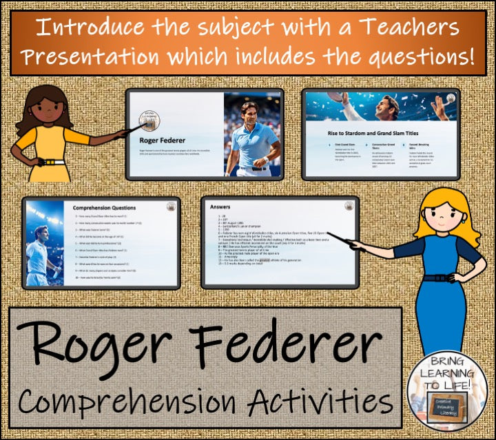 Roger Federer Close Reading Comprehension Activities | 5th Grade & 6th Grade