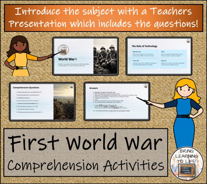 World War I Close Reading Comprehension Activities | 3rd Grade & 4th Grade