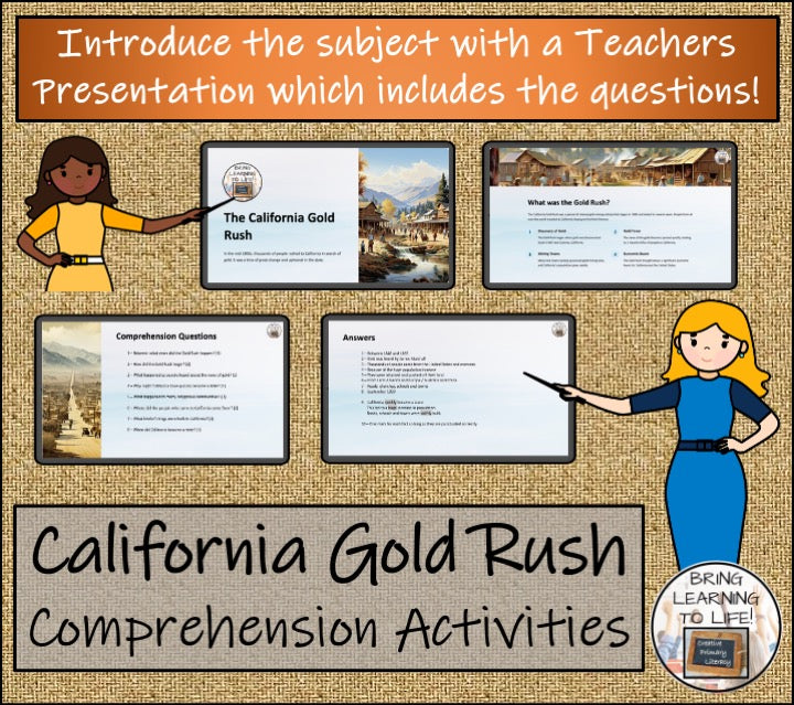 California Gold Rush Close Reading Comprehension Activities | 3rd & 4th Grade