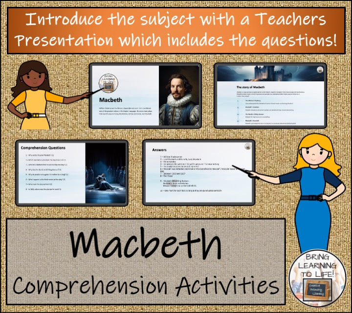 Macbeth Close Reading Comprehension Activities | 3rd Grade & 4th Grade