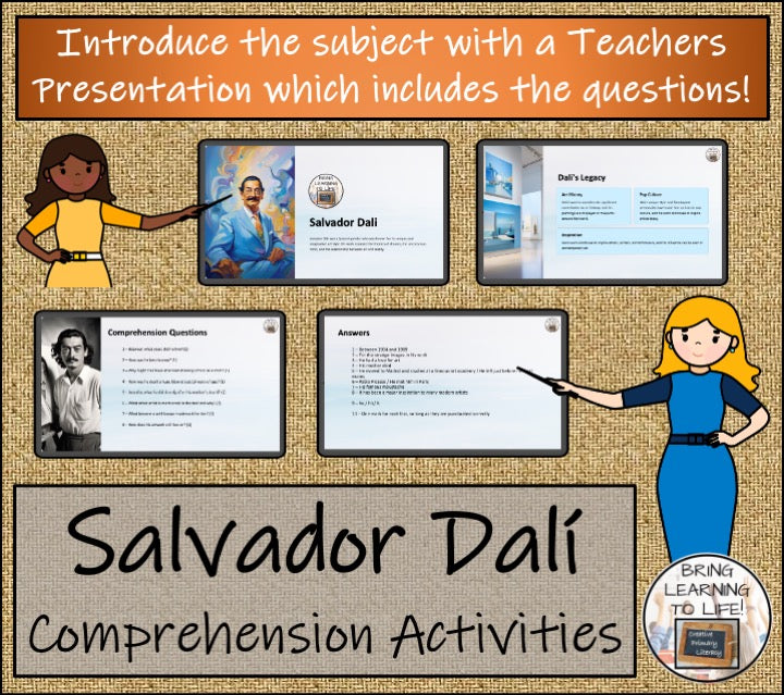 Salvador Dali Close Reading Comprehension Activities | 3rd Grade & 4th Grade