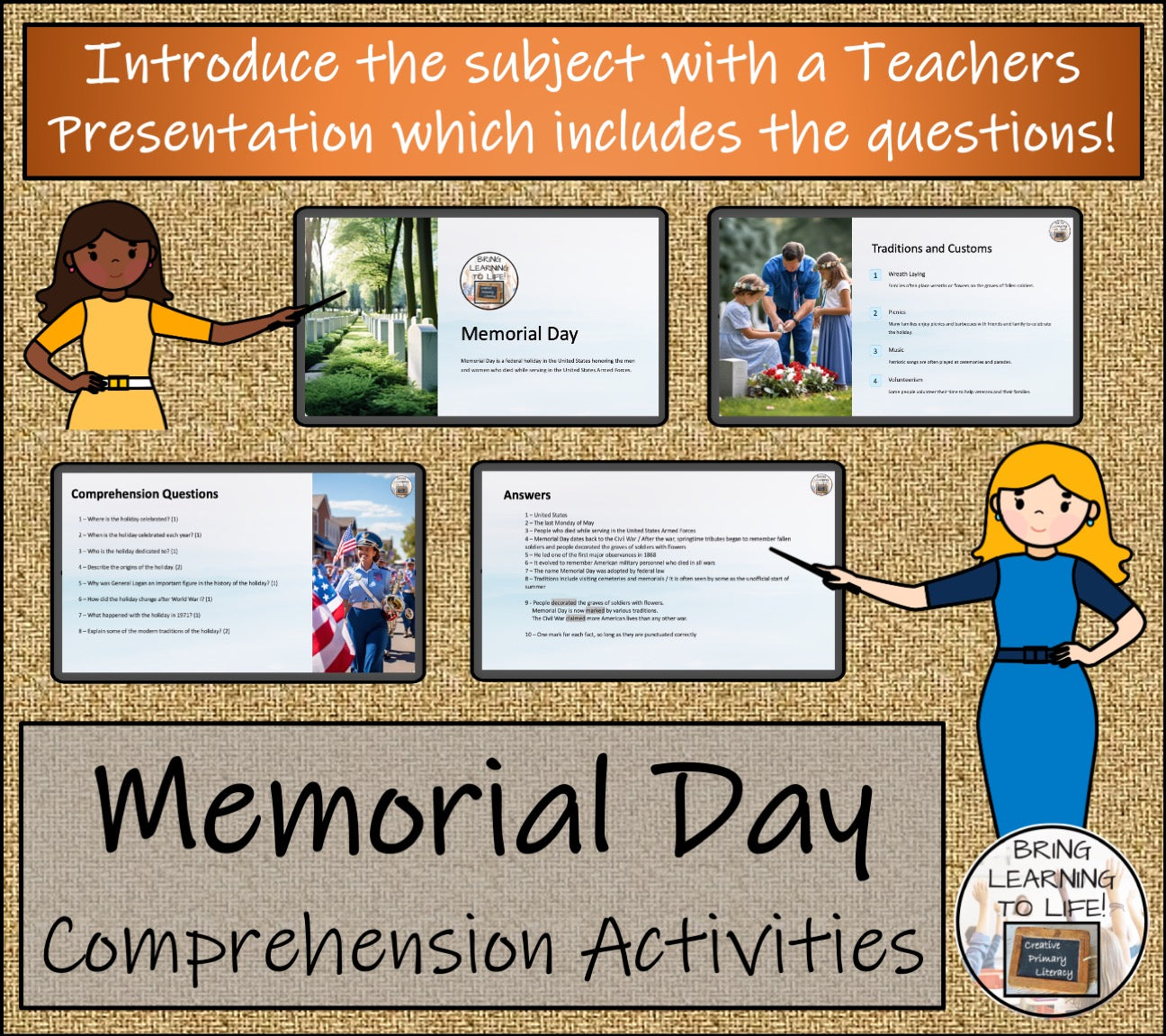 Memorial Day Close Reading Comprehension Activities | 3rd Grade & 4th Grade