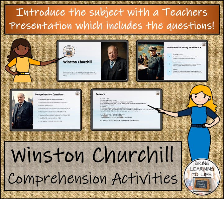 Winston Churchill Close Reading Comprehension Activities | 3rd Grade & 4th Grade