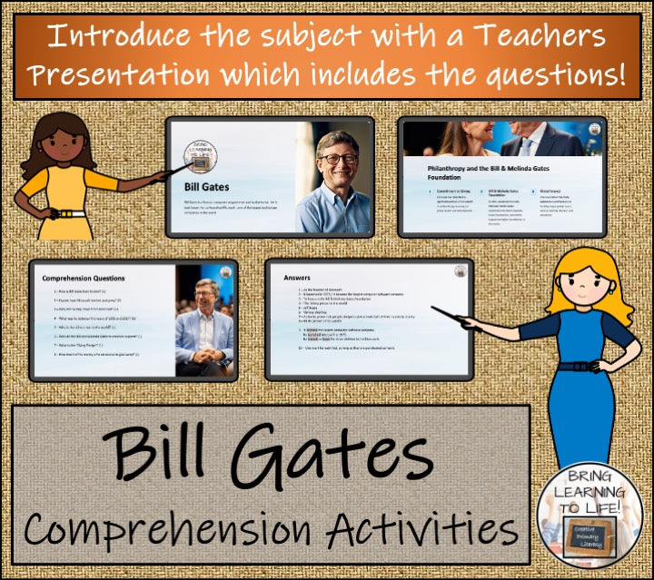 Bill Gates Close Reading Comprehension Activities | 3rd Grade & 4th Grade