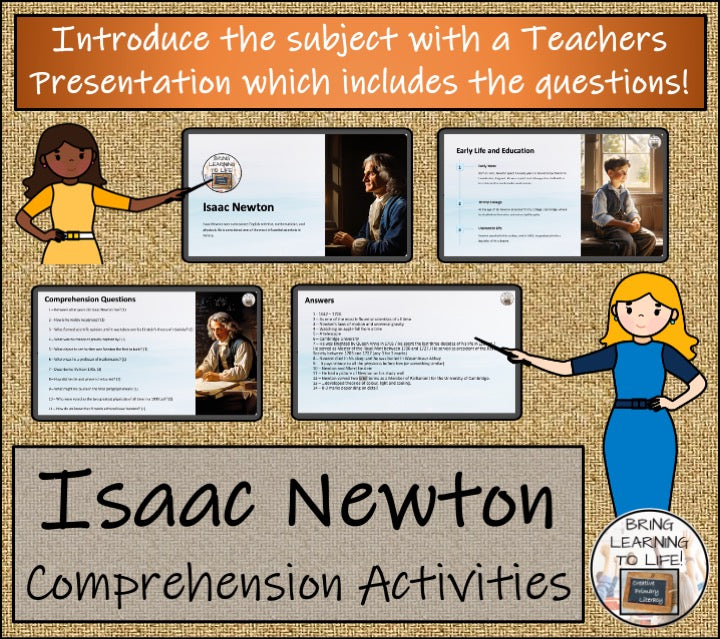 Sir Isaac Newton Close Reading Comprehension Activities | 5th Grade & 6th Grade