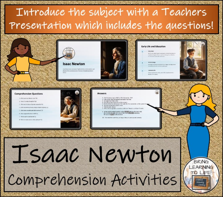 Isaac Newton Close Reading Comprehension Activities | 3rd Grade & 4th Grade