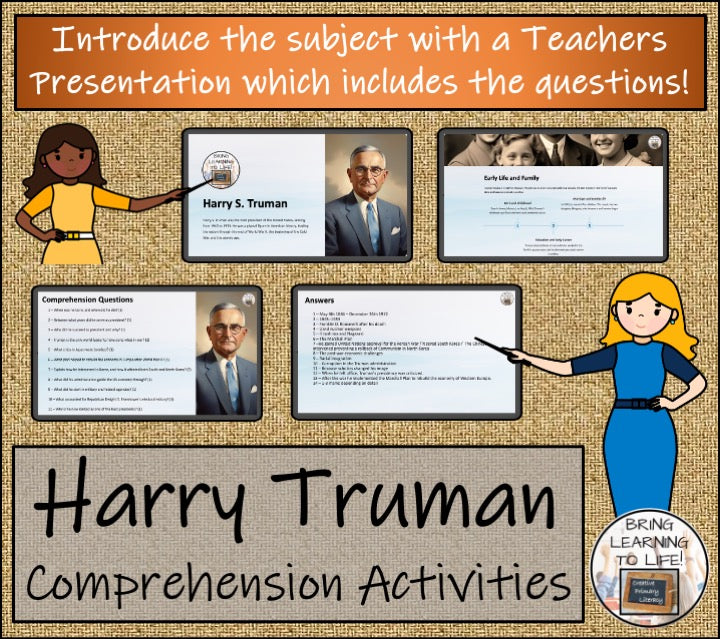 Harry Truman Close Reading Comprehension Activities | 5th Grade & 6th Grade