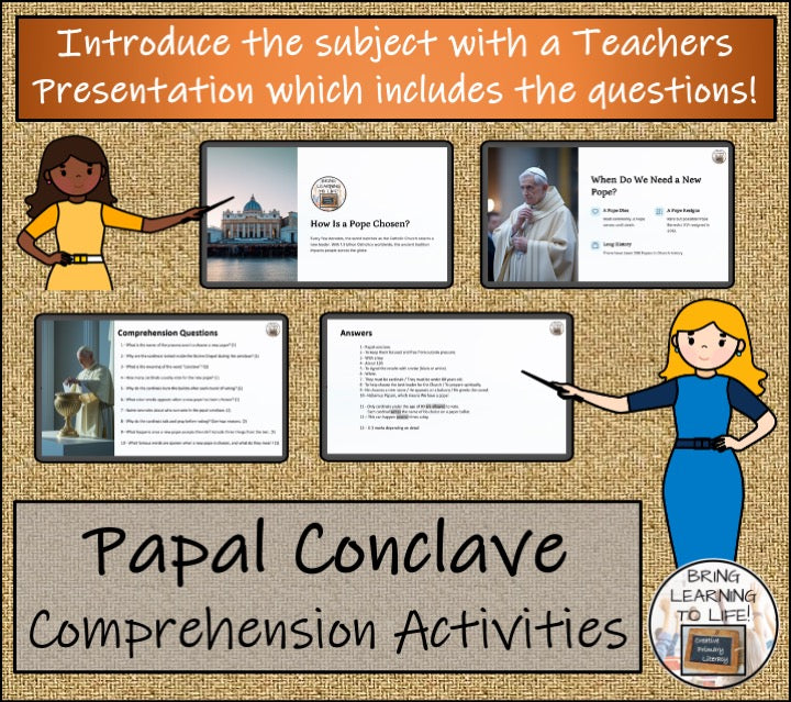 Papal Conclave Close Reading Comprehension Activities | 5th Grade & 6th Grade