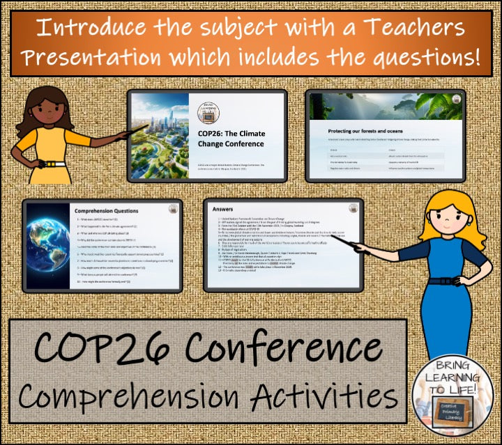 COP 26 Climate Change Conference Close Reading Comprehension | 5th & 6th Grade