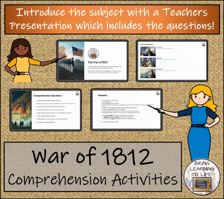 War of 1812 Close Reading Comprehension Activities | 3rd Grade & 4th Grade