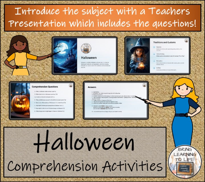 Halloween Close Reading Comprehension Activities | 3rd Grade & 4th Grade