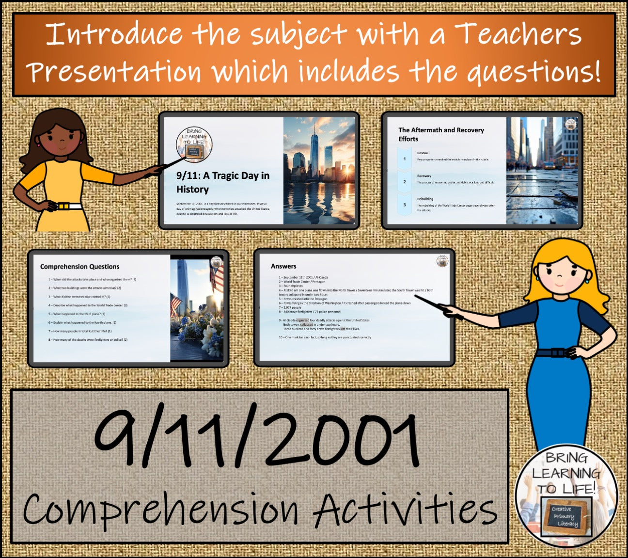 9/11 Terrorist Attacks Close Reading Comprehension Activities | 3rd & 4th Grade