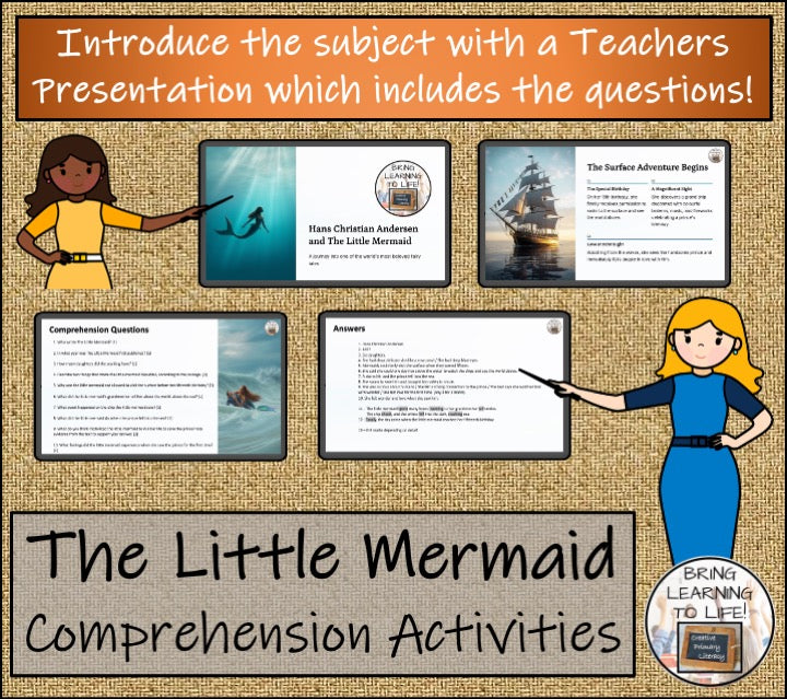 The Little Mermaid Reading Comprehension Hans Christian Andersen | 5th-6th Grade