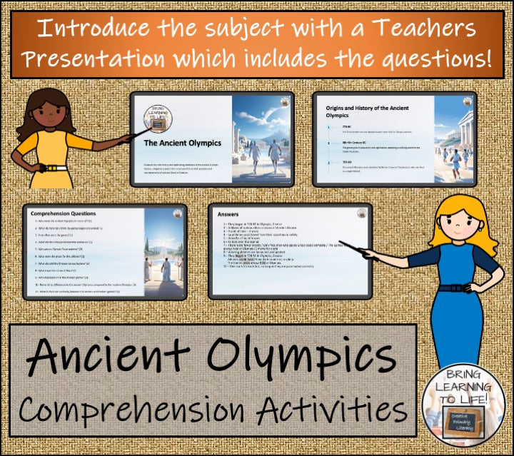 Ancient Olympic Games Close Reading Comprehension Activities | 3rd & 4th Grade