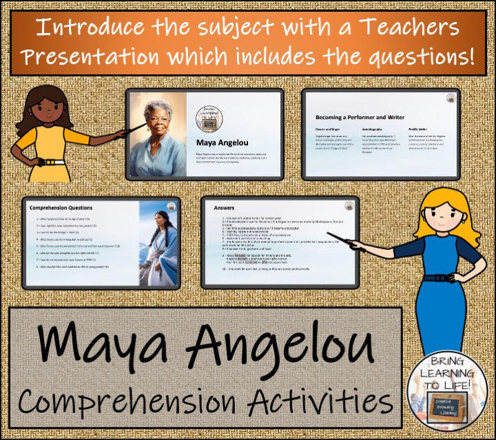 Maya Angelou Close Reading Comprehension Activities | 3rd Grade & 4th Grade