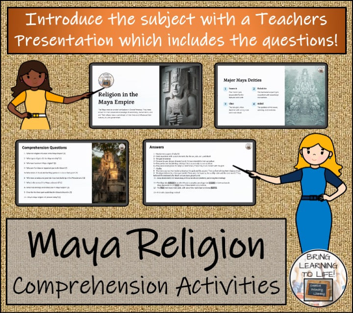 Religion of the Maya Empire Reading Comprehension Activities | 5th & 6th Grade