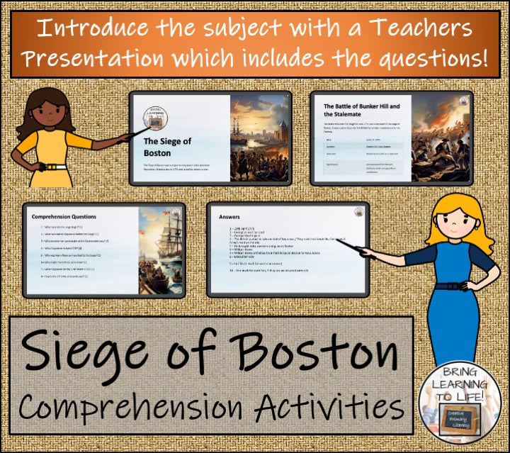 Siege of Boston Close Reading Comprehension Activities | 3rd Grade & 4th Grade