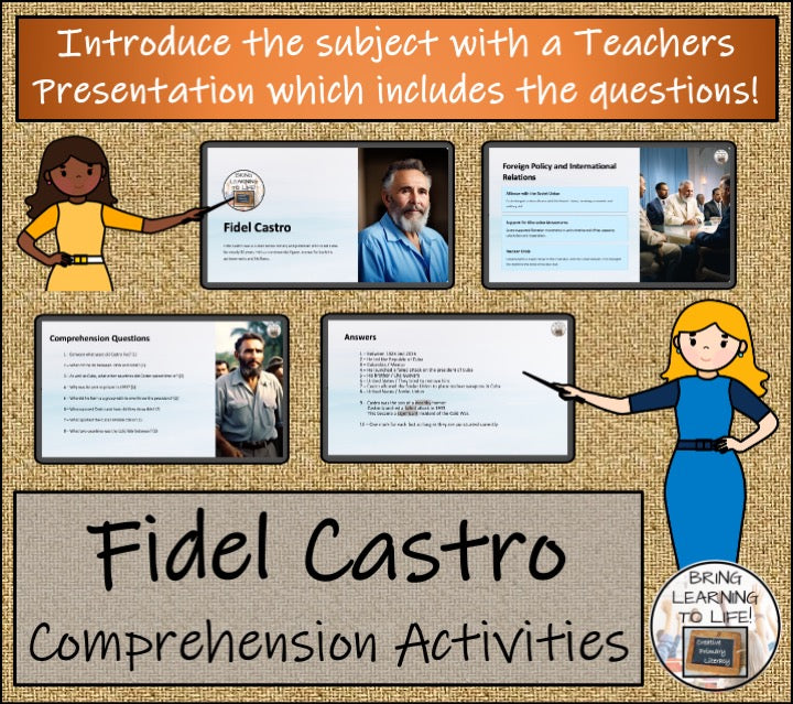 Fidel Castro Close Reading Comprehension Activities | 3rd Grade & 4th Grade