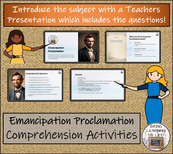 Emancipation Proclamation Close Reading & Comprehension Activities 3rd-4th Grade