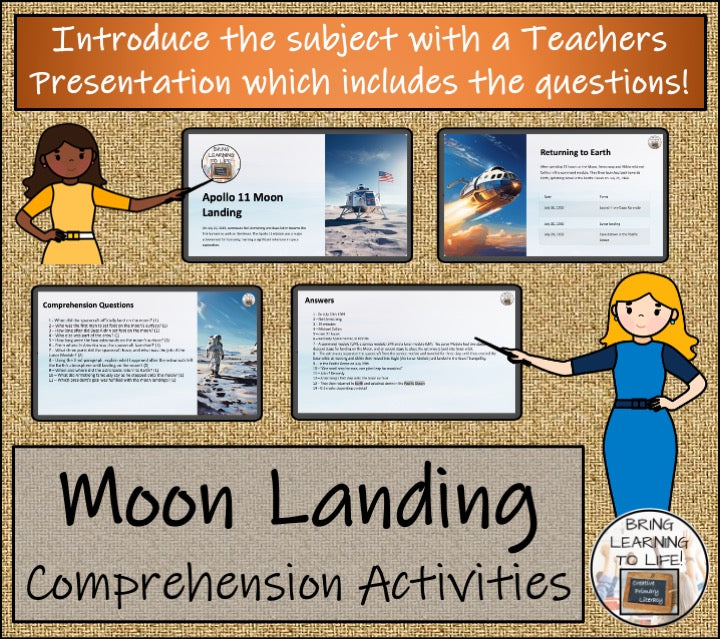 Moon Landing Close Reading Comprehension Activity | 5th Grade & 6th Grade