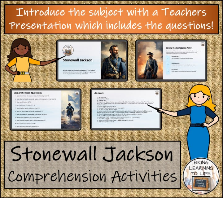 Stonewall Jackson Close Reading Comprehension Activities | 5th Grade & 6th Grade