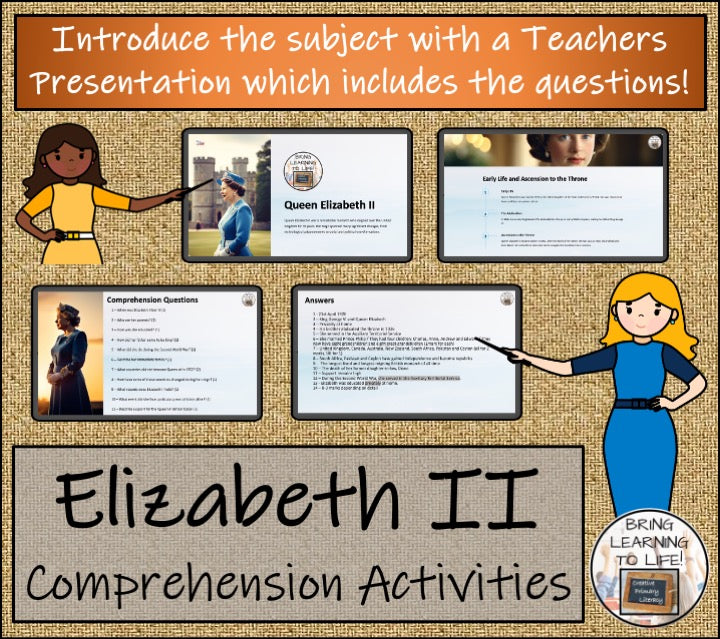 Queen Elizabeth II Close Reading Comprehension Activities | 5th Grade & 6th Grade