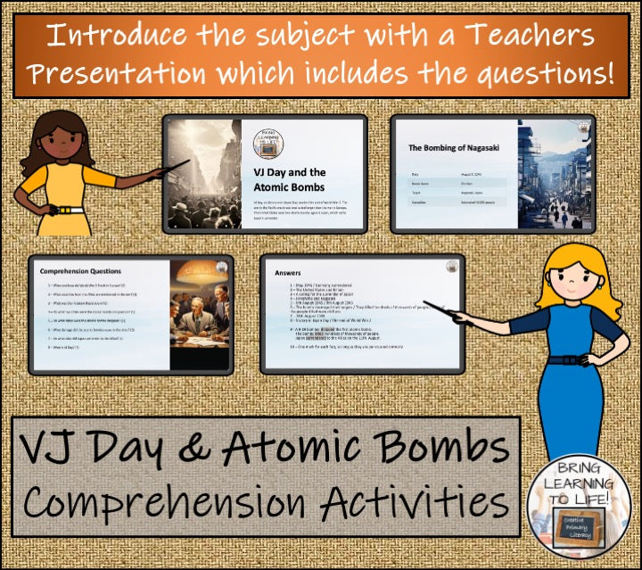 Atomic Bombs & VJ Day Close Reading Comprehension | 3rd Grade & 4th Grade