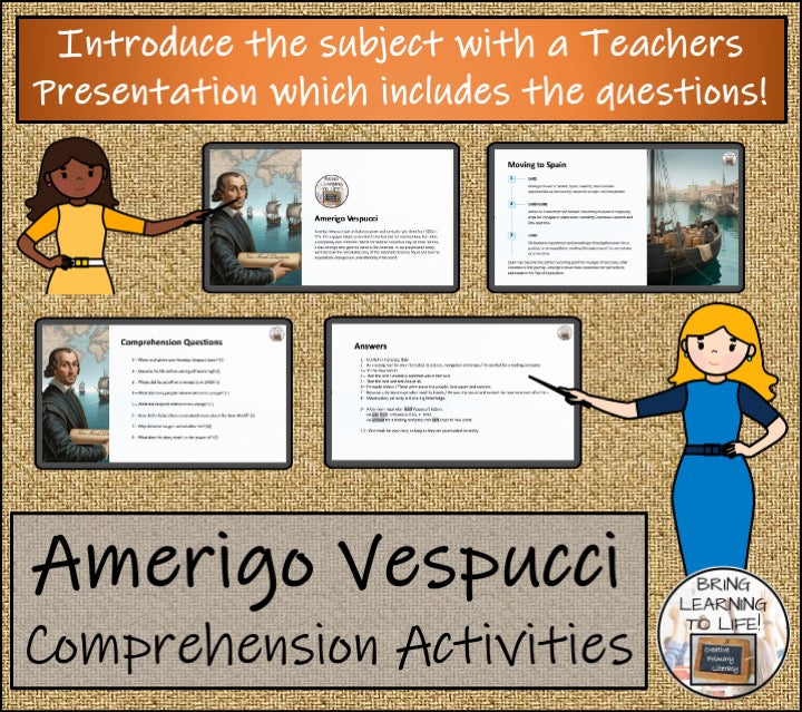 Amerigo Vespucci Close Reading Comprehension Activities | 3rd Grade & 4th Grade