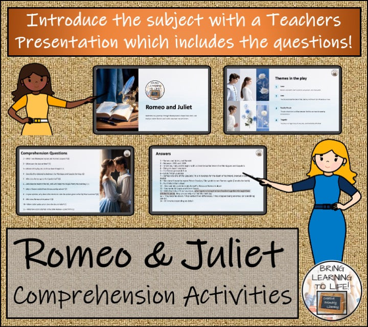 Romeo and Juliet Close Reading Comprehension Activities | 5th Grade & 6th Grade