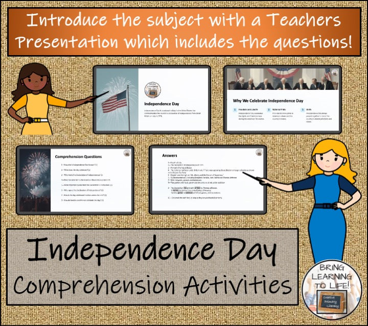 Independence Day Close Reading Passage & Comprehension Activities 3rd–4th Grade