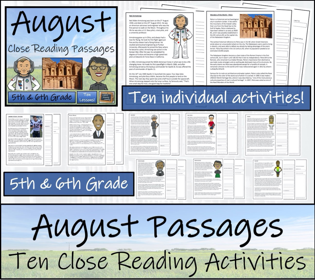 Summer Close Reading Comprehension Book Bundle | 5th Grade & 6th Grade