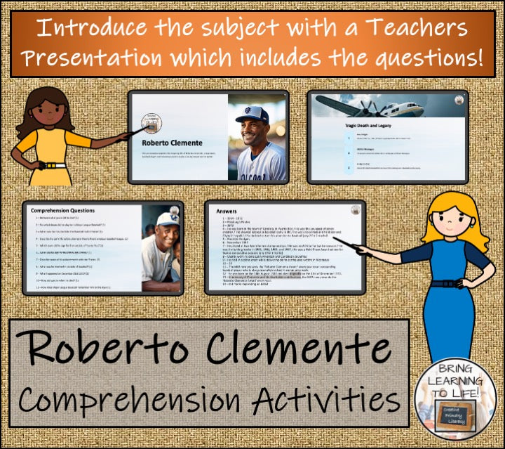 Roberto Clemente Close Reading Comprehension Activities | 5th Grade & 6th Grade