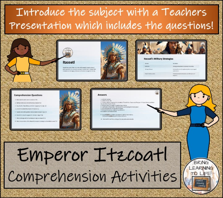 Aztec Emperor Itzcoatl Close Reading Comprehension Activities | 3rd & 4th Grade