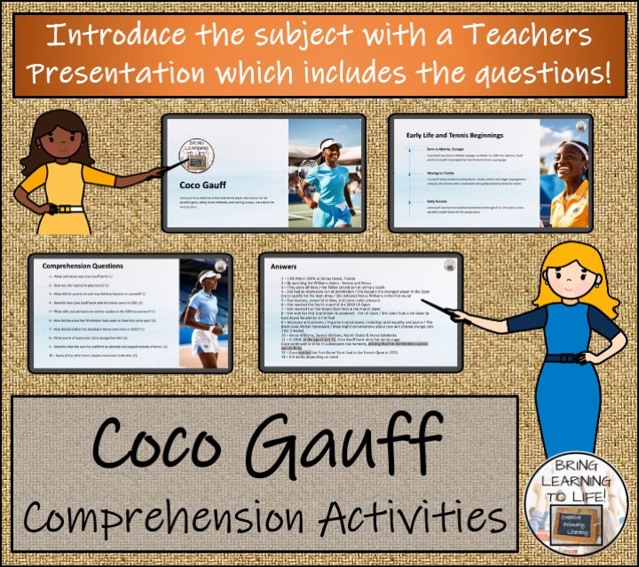 Coco Gauff Close Reading Comprehension Activities | 5th Grade & 6th Grade