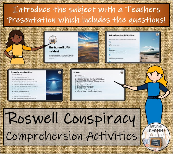 Roswell UFO Conspiracy Close Reading Comprehension Activity | 5th & 6th Grade