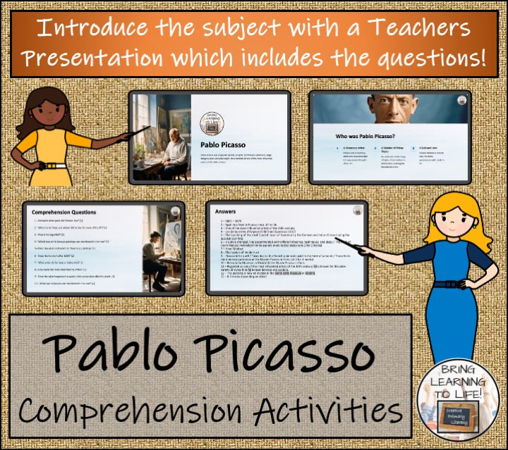 Pablo Picasso Close Reading Comprehension Activities | 5th Grade & 6th Grade