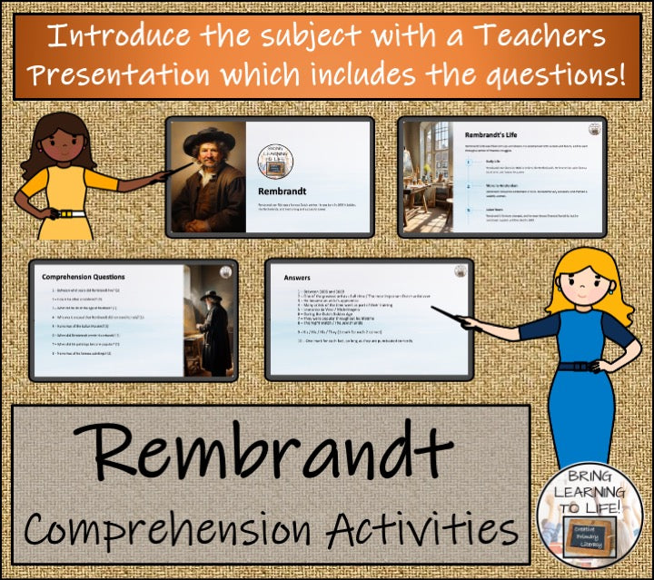 Rembrandt Close Reading Comprehension Activities | 3rd Grade & 4th Grade