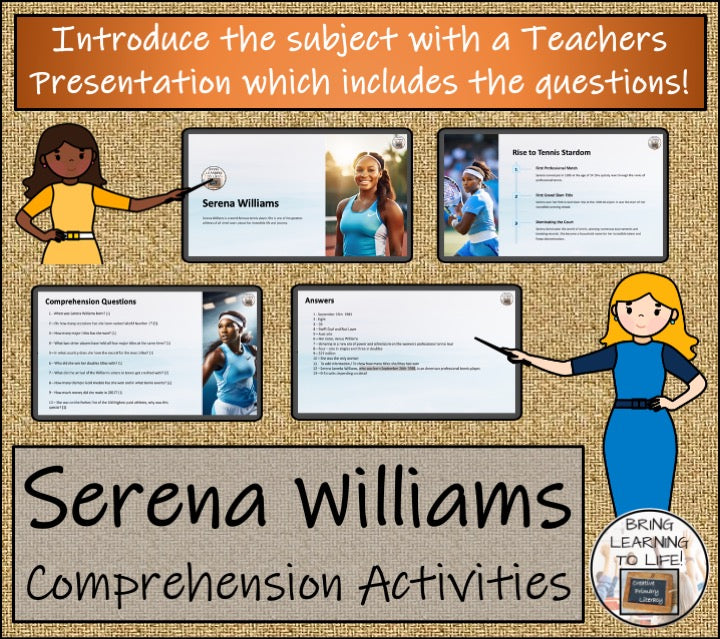 Serena Williams Close Reading Comprehension Activities | 5th Grade & 6th Grade