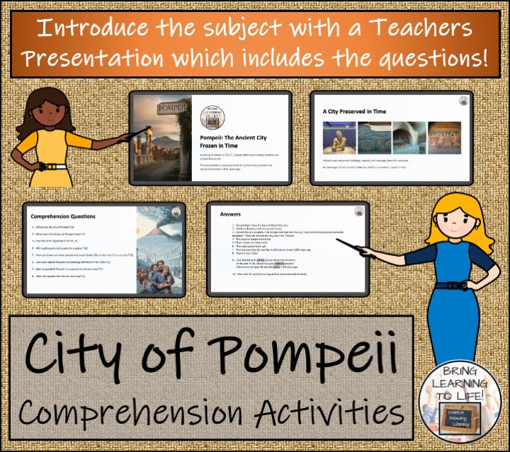 Pompeii Close Reading Comprehension Activities | 3rd Grade & 4th Grade