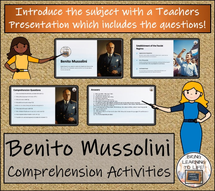 Benito Mussolini Close Reading Comprehension Activities | 5th Grade & 6th Grade