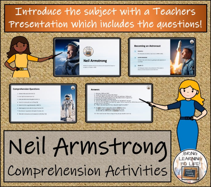 Neil Armstrong Close Reading Comprehension Activities | 3rd Grade & 4th Grade